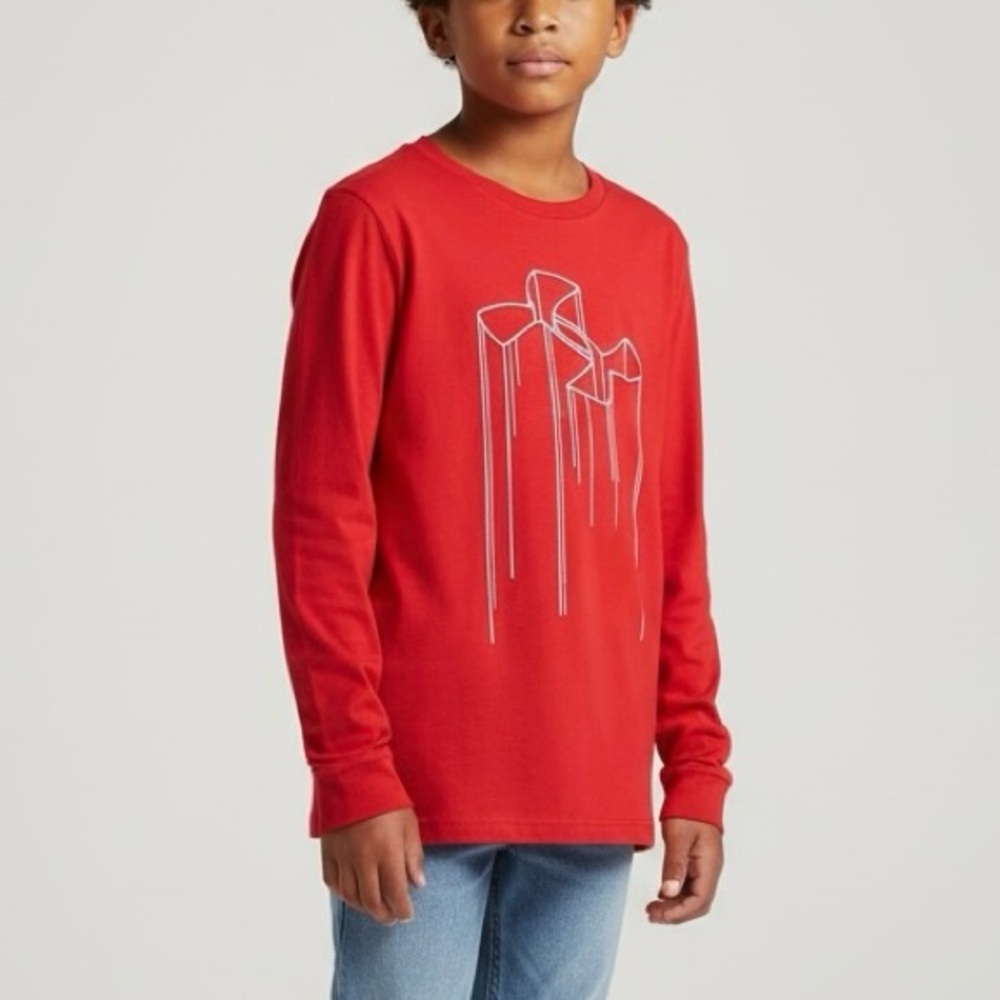 Under Armour Electro Logo Long Sleeve Tee size YL Red Boys Shirt